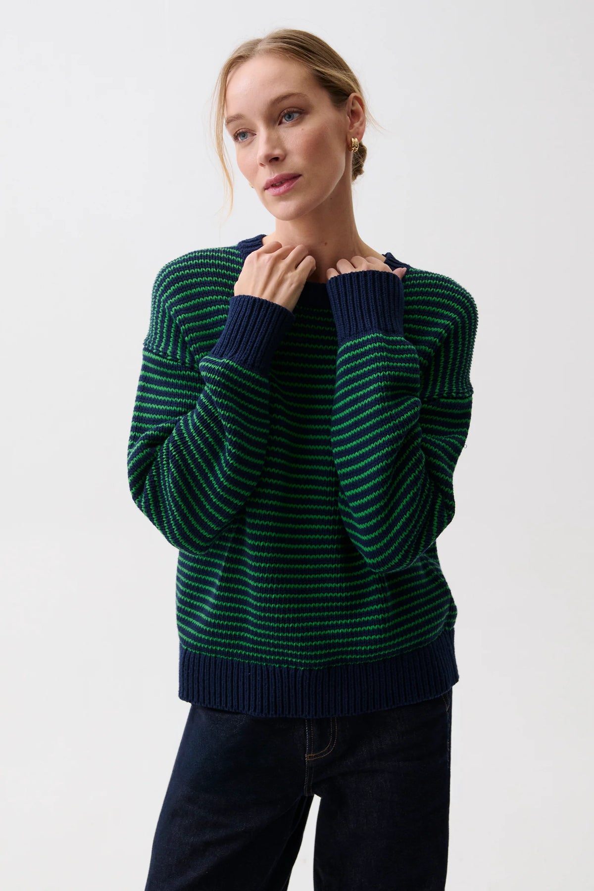 Aura MidGreen Crew Neck Sweater