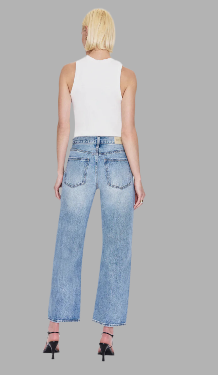 Lexi Mid Rise Bowed Straight Jean in Bowie