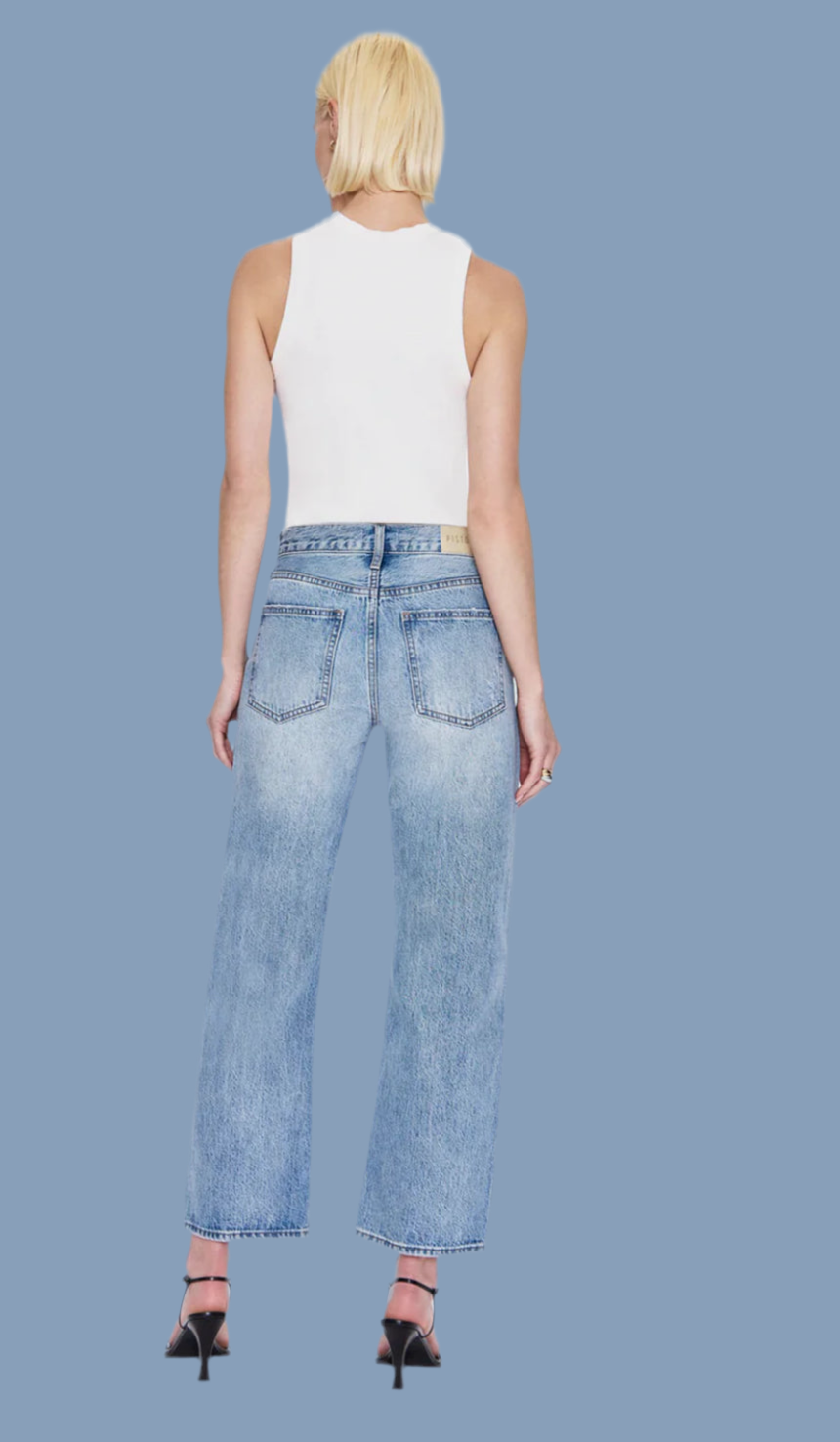 Lexi Mid Rise Bowed Straight Jean in Bowie