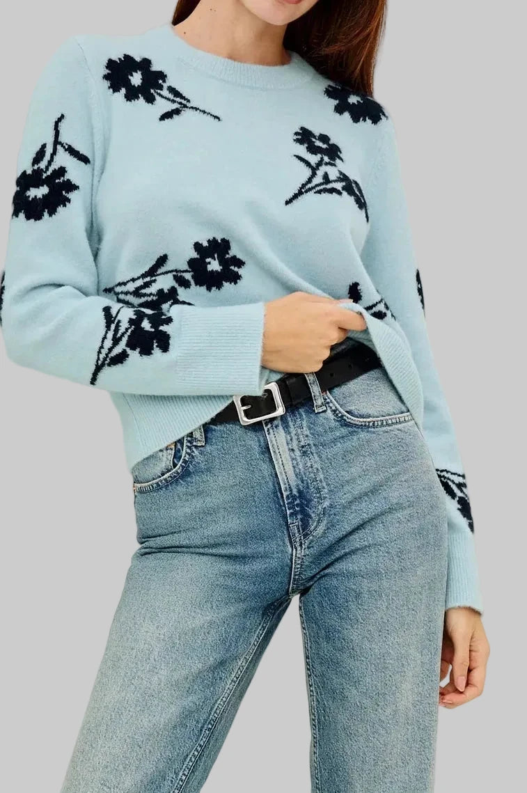 Anise Winter Blue Floral Sweater