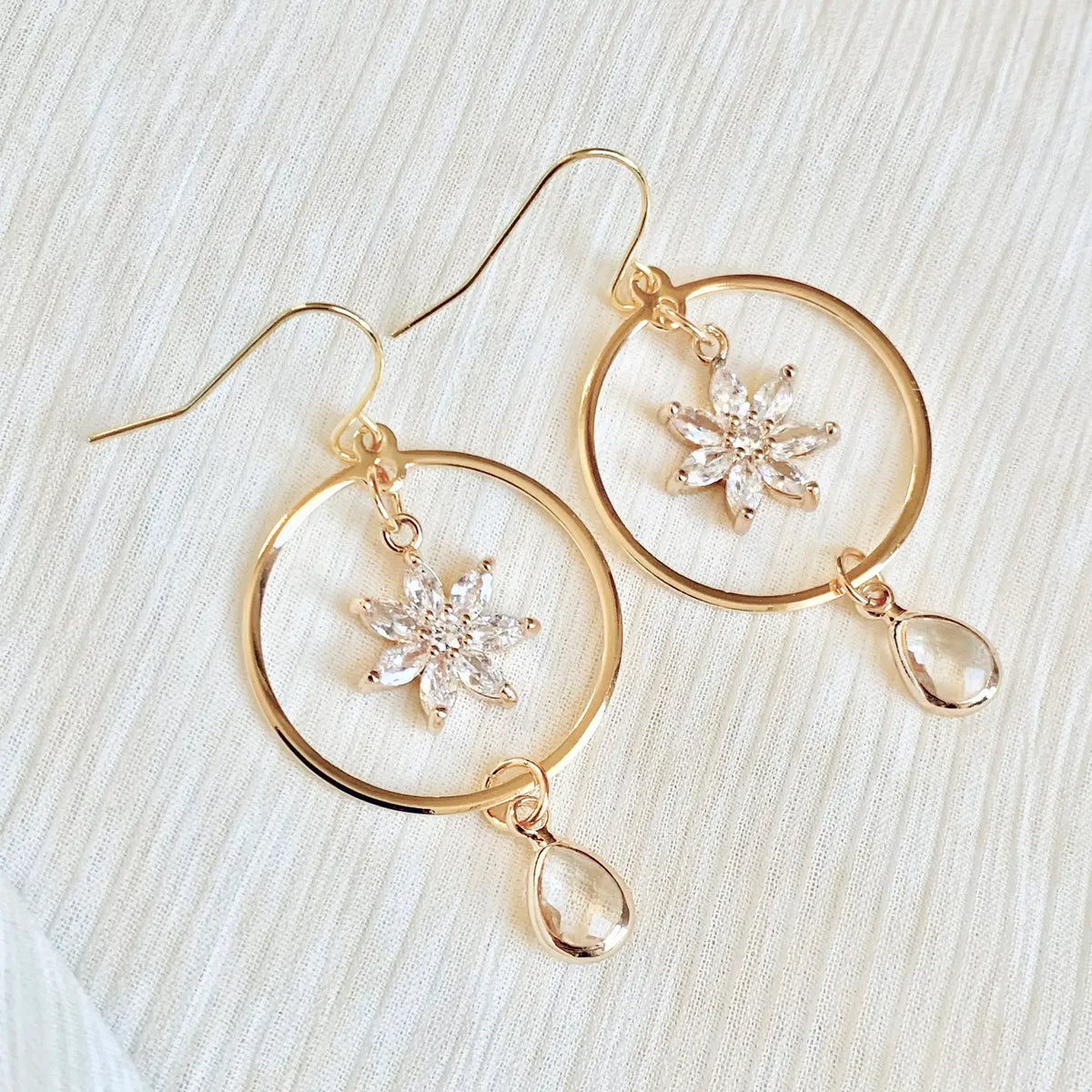 Flower hoop earrings
