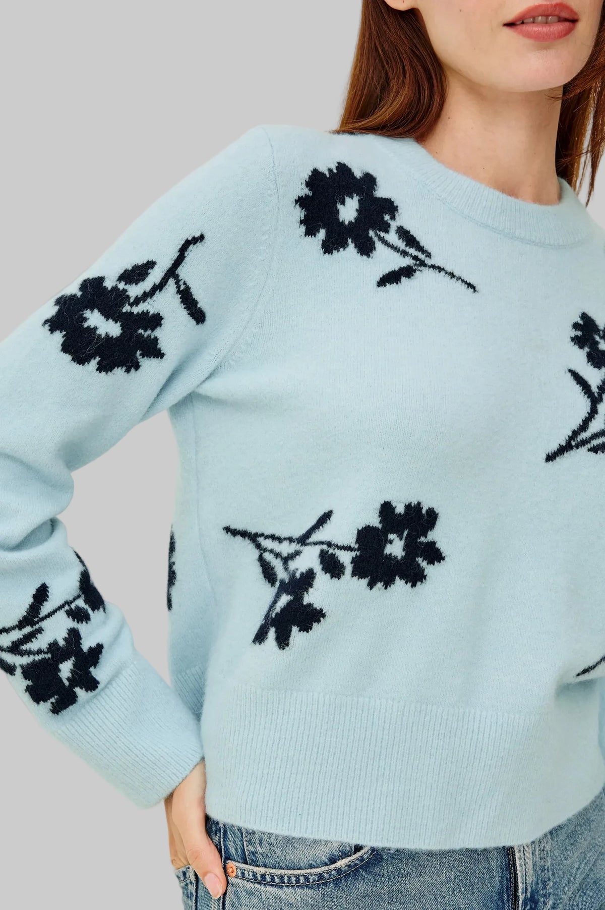 Anise Winter Blue Floral Sweater