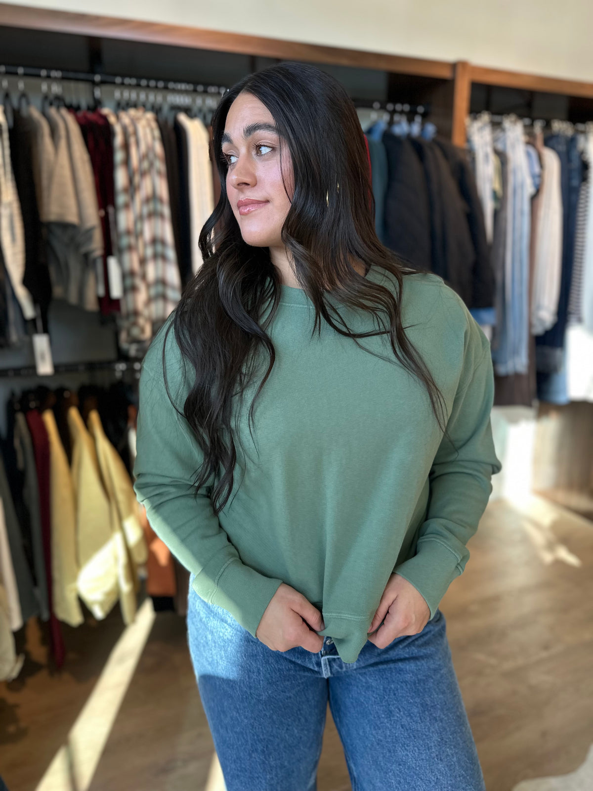 Tyler French Terry Pullover in Aloe