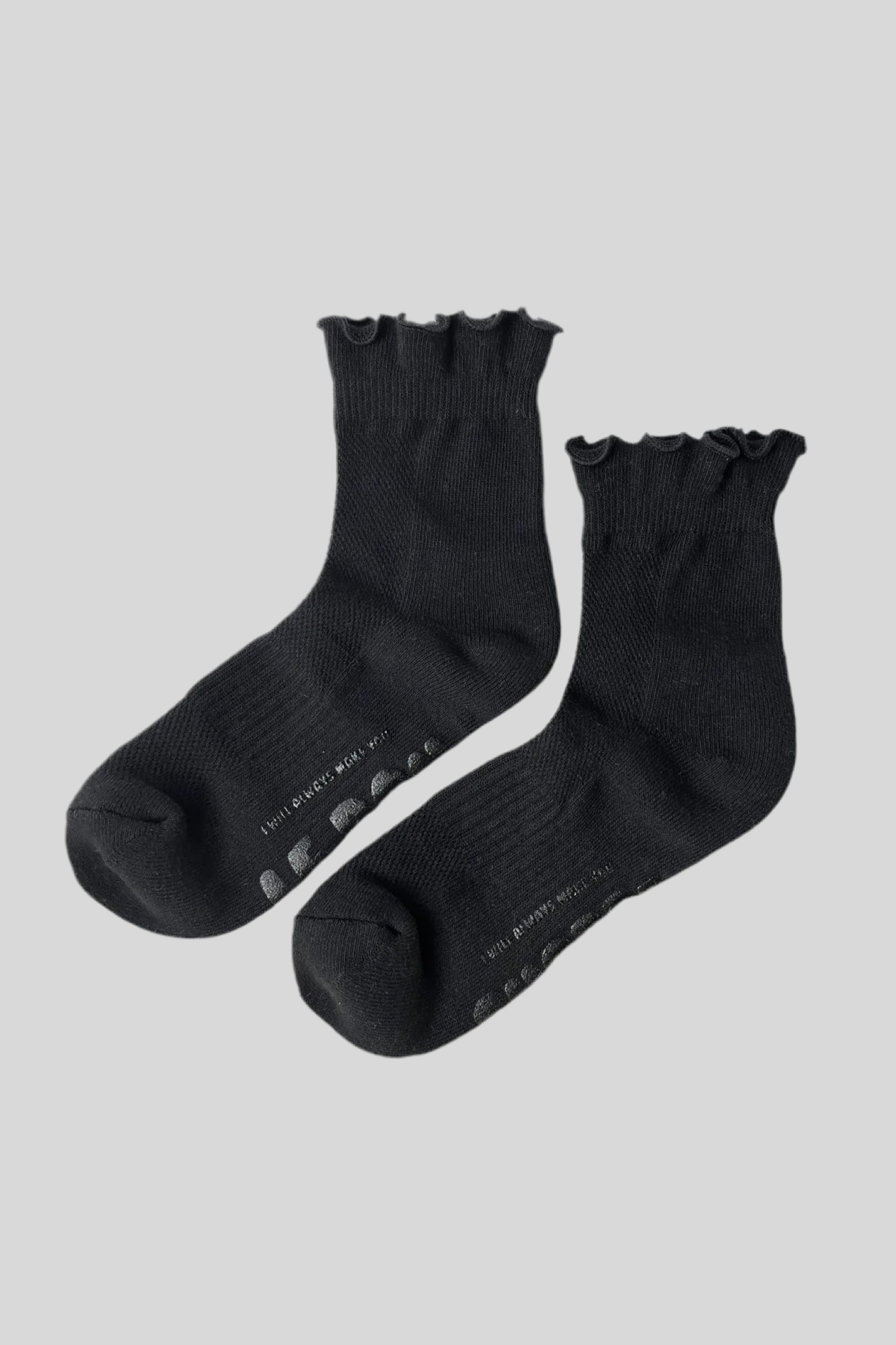 Ruffled hugger black sock