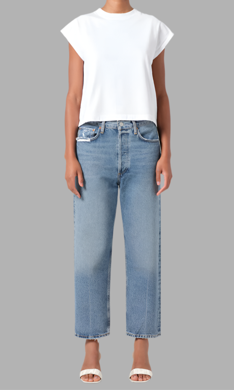 90's crop midrise loose straight in hooked