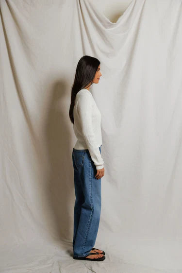 Ada Pointelle Button Down Sweater
