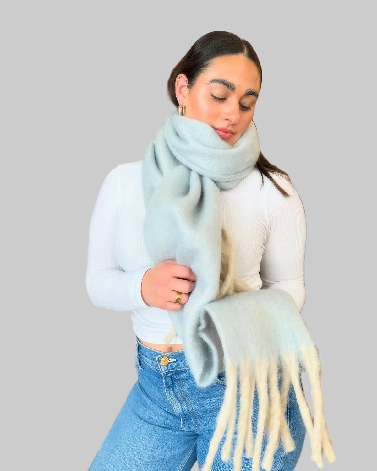 Winter Chill Blanket Scarf in Blue