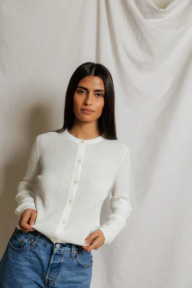 Ada Pointelle Button Down Sweater