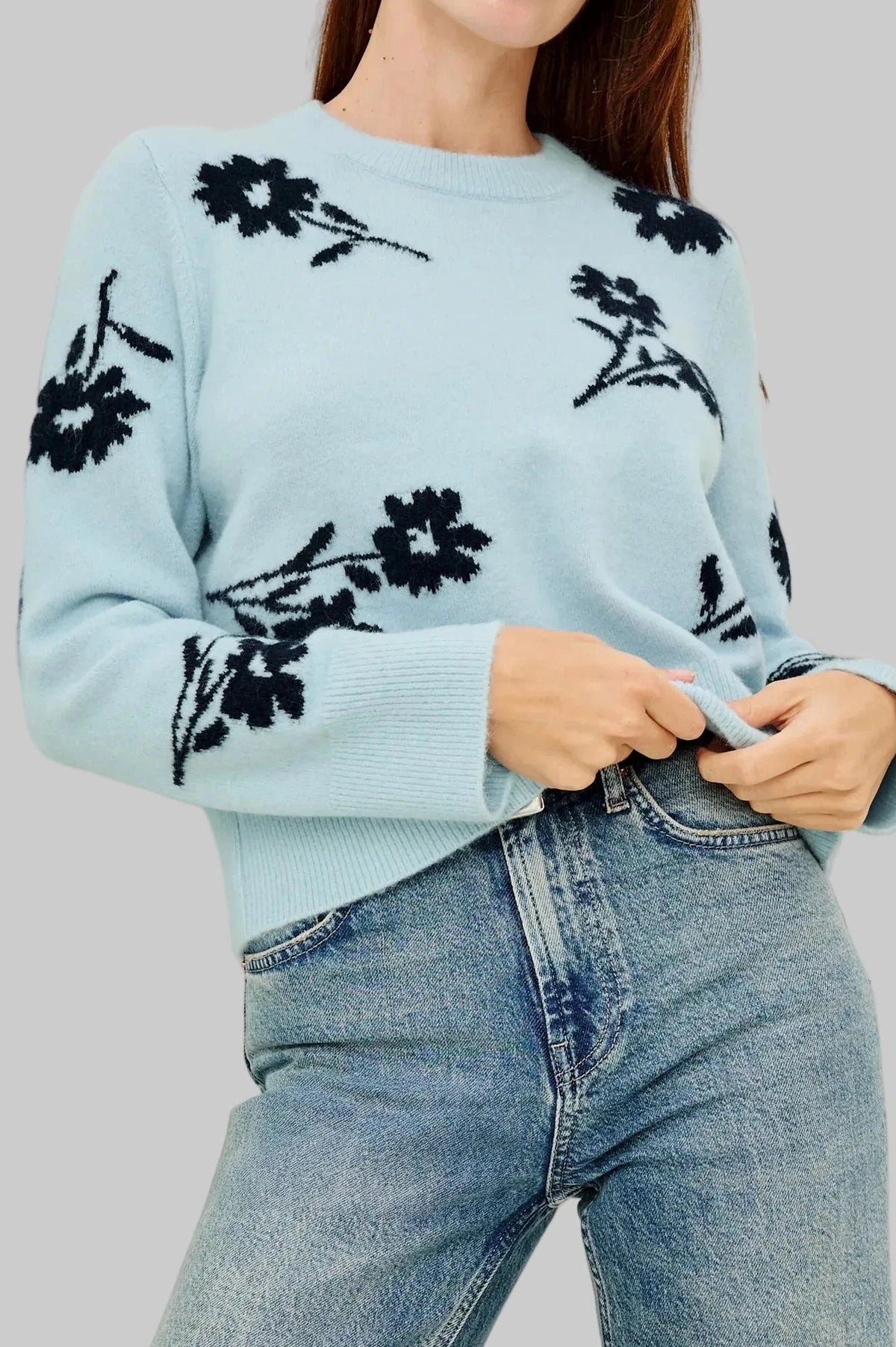 Anise Winter Blue Floral Sweater