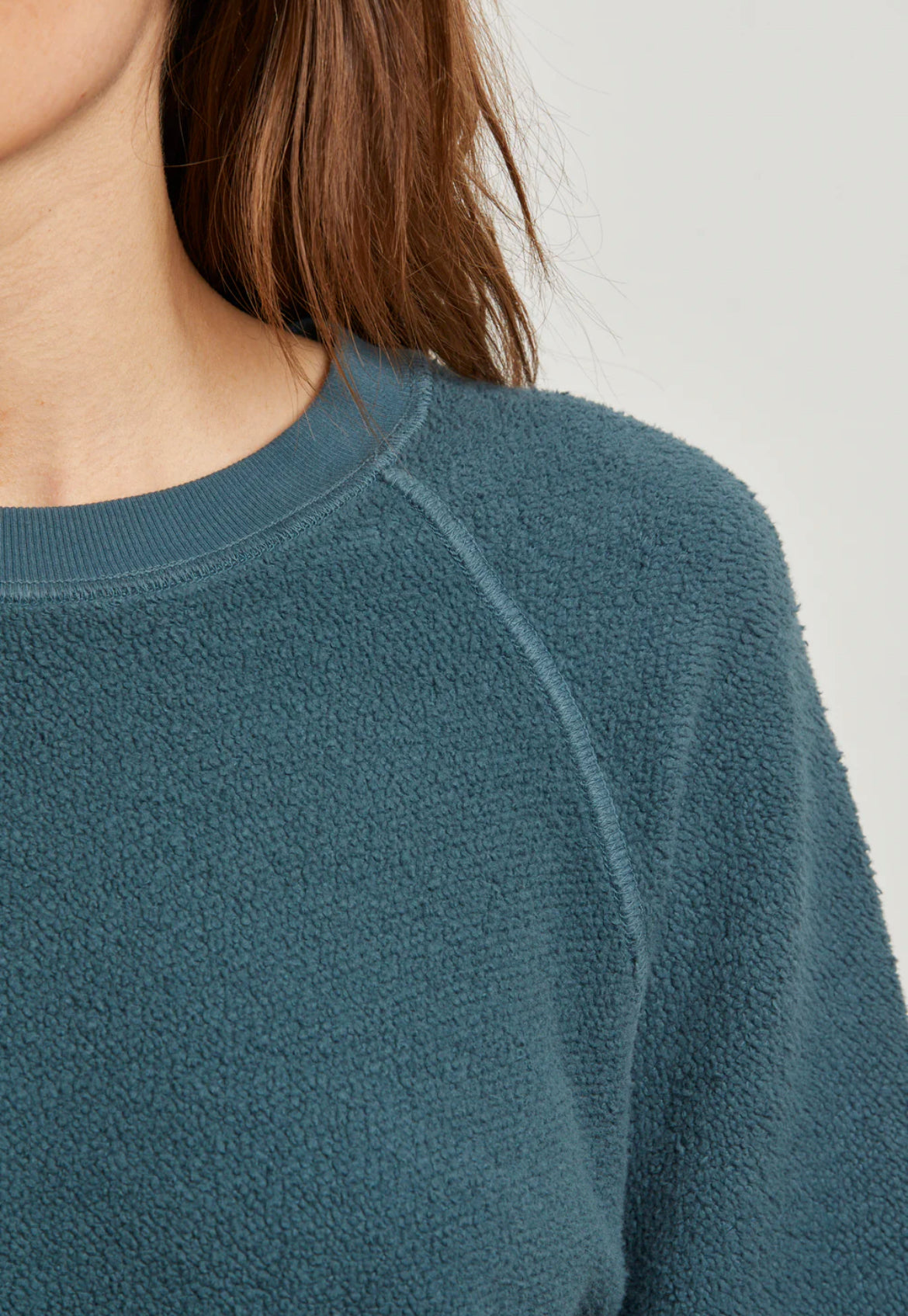 Ziggy Inside Out Fleece Shrunken Crewneck in Slate
