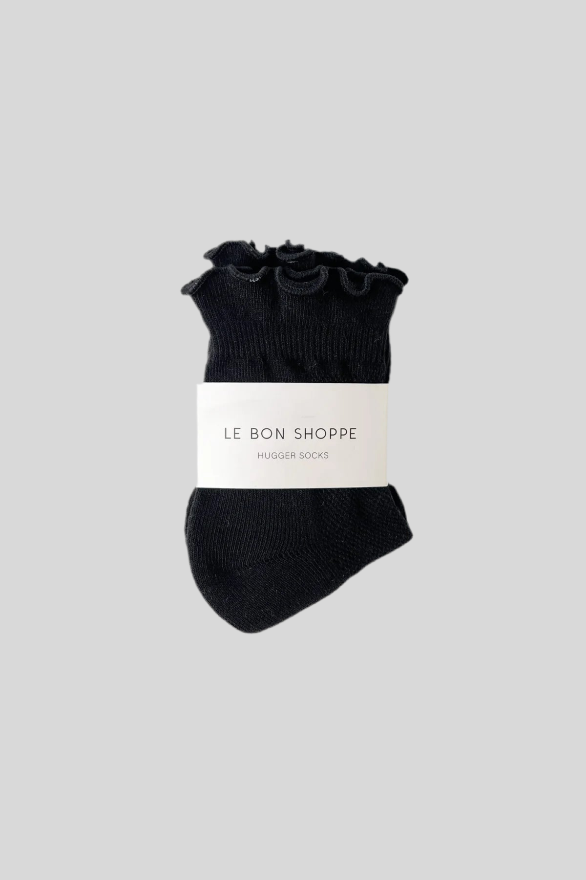 Ruffled hugger black sock