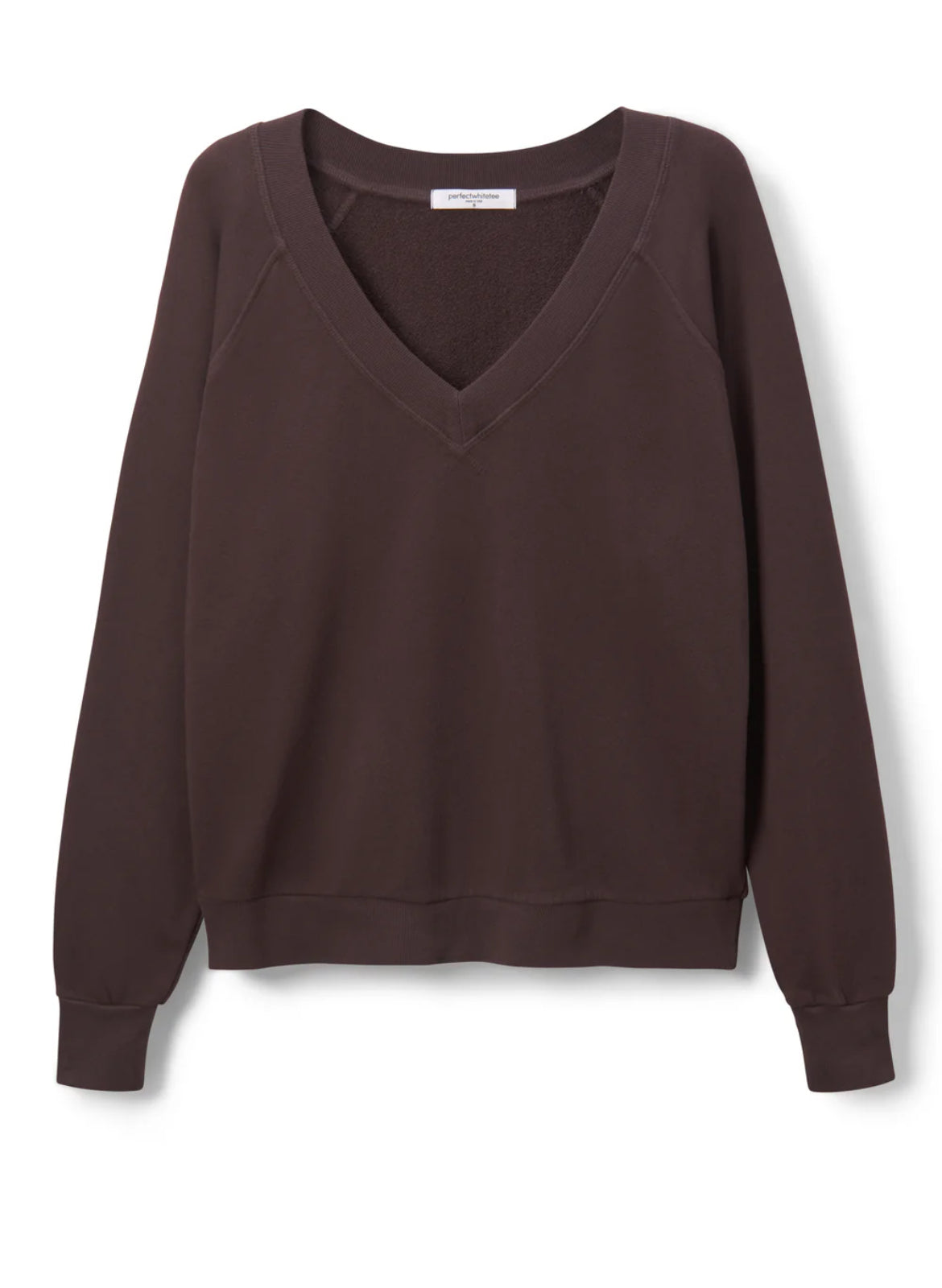 Terry V-Neck Sweatshirt in Cocoa Powder