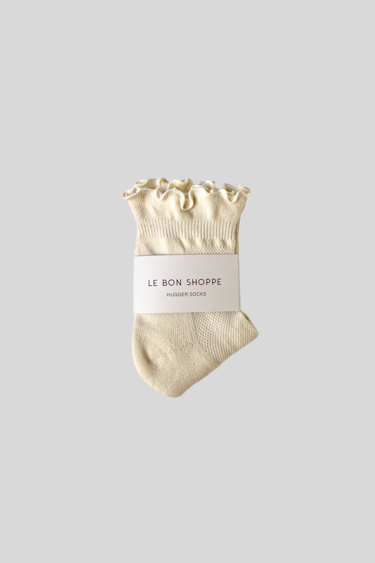 Ruffled hugger cream sock