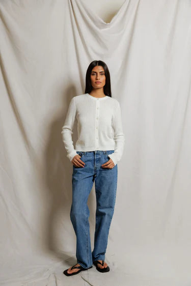 Ada Pointelle Button Down Sweater