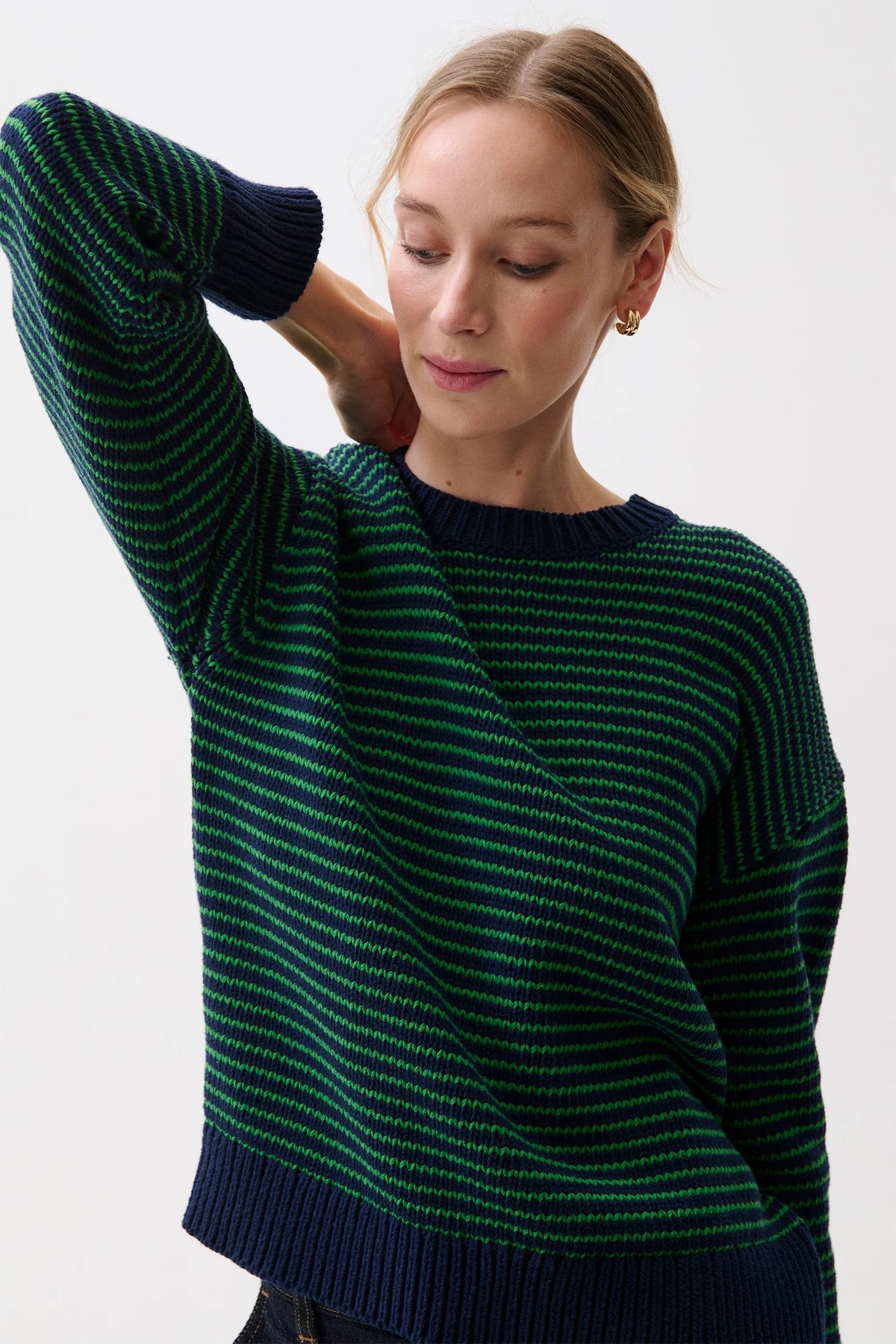 Aura MidGreen Crew Neck Sweater