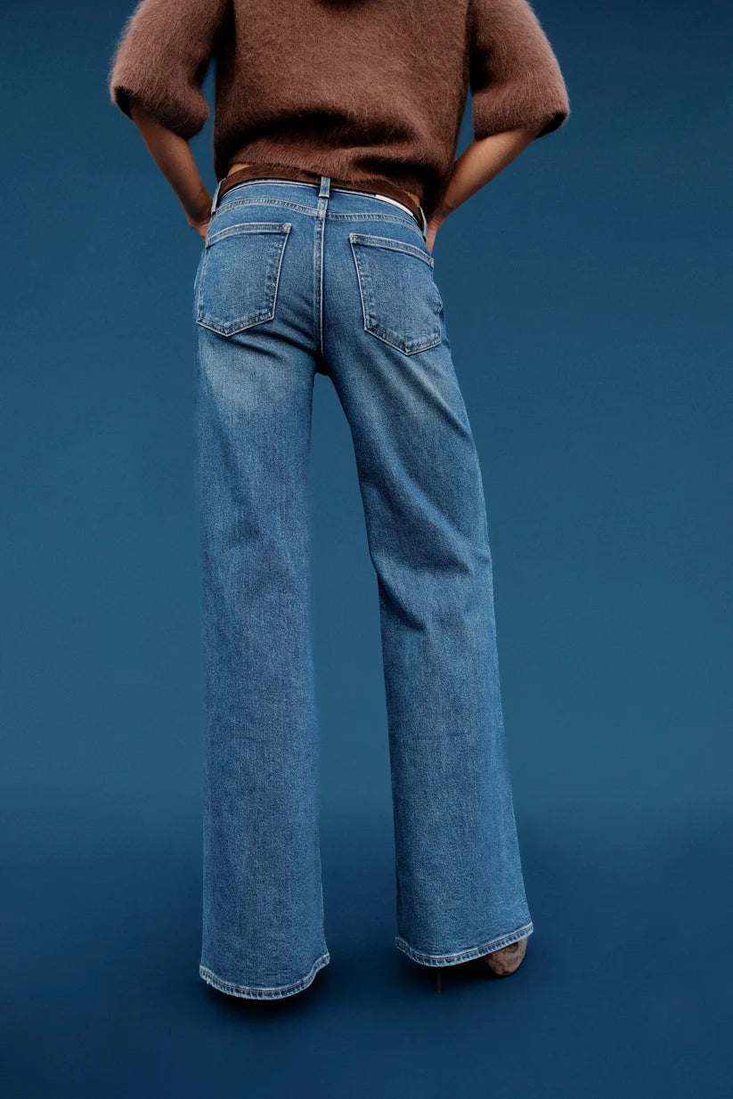 Vivian Mid Rise Wide Leg Blue Depths