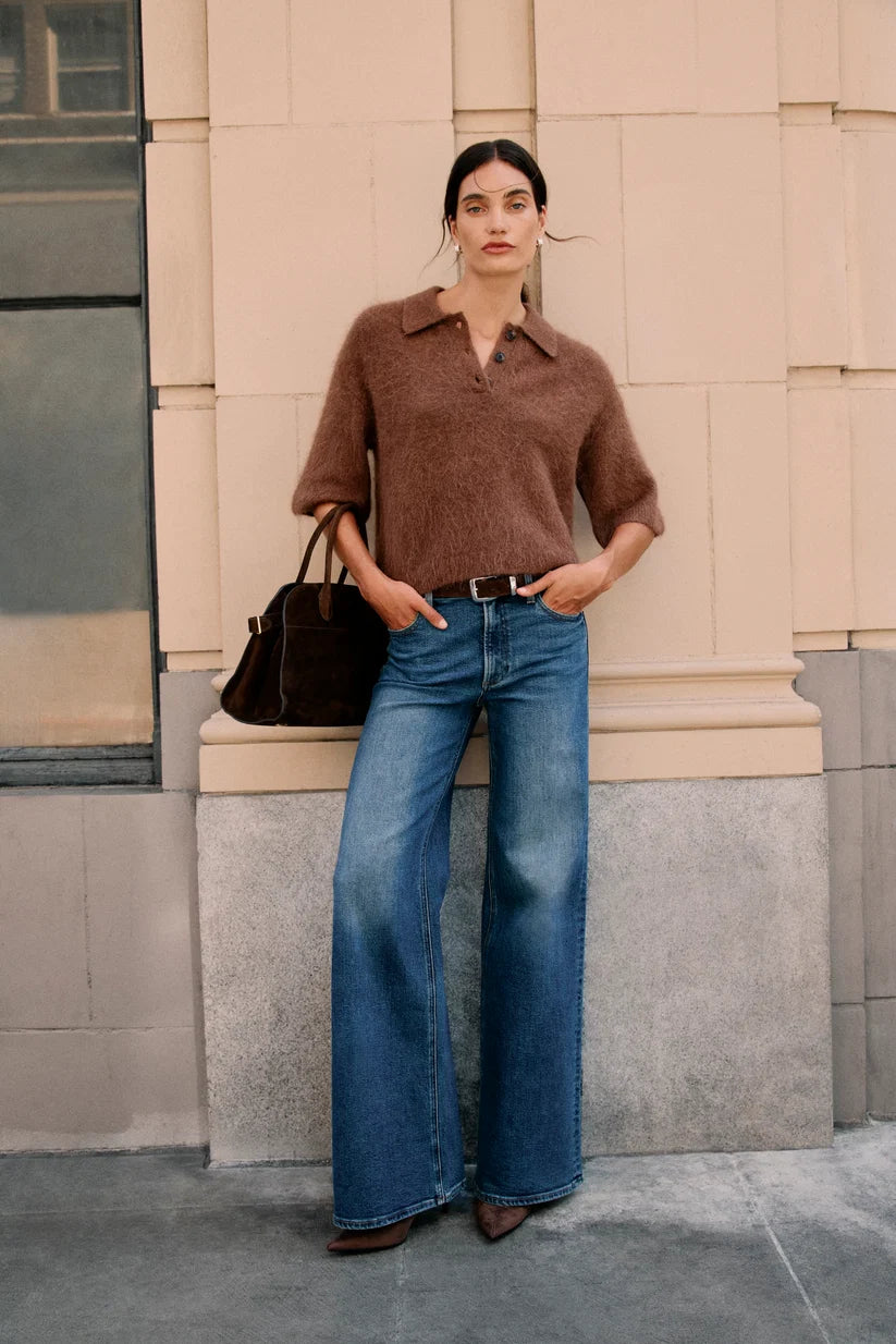 Vivian Mid Rise Wide Leg Blue Depths
