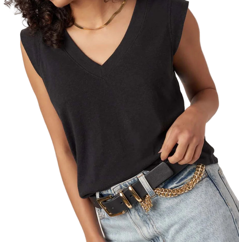 Rula V-Neck Tank in Black