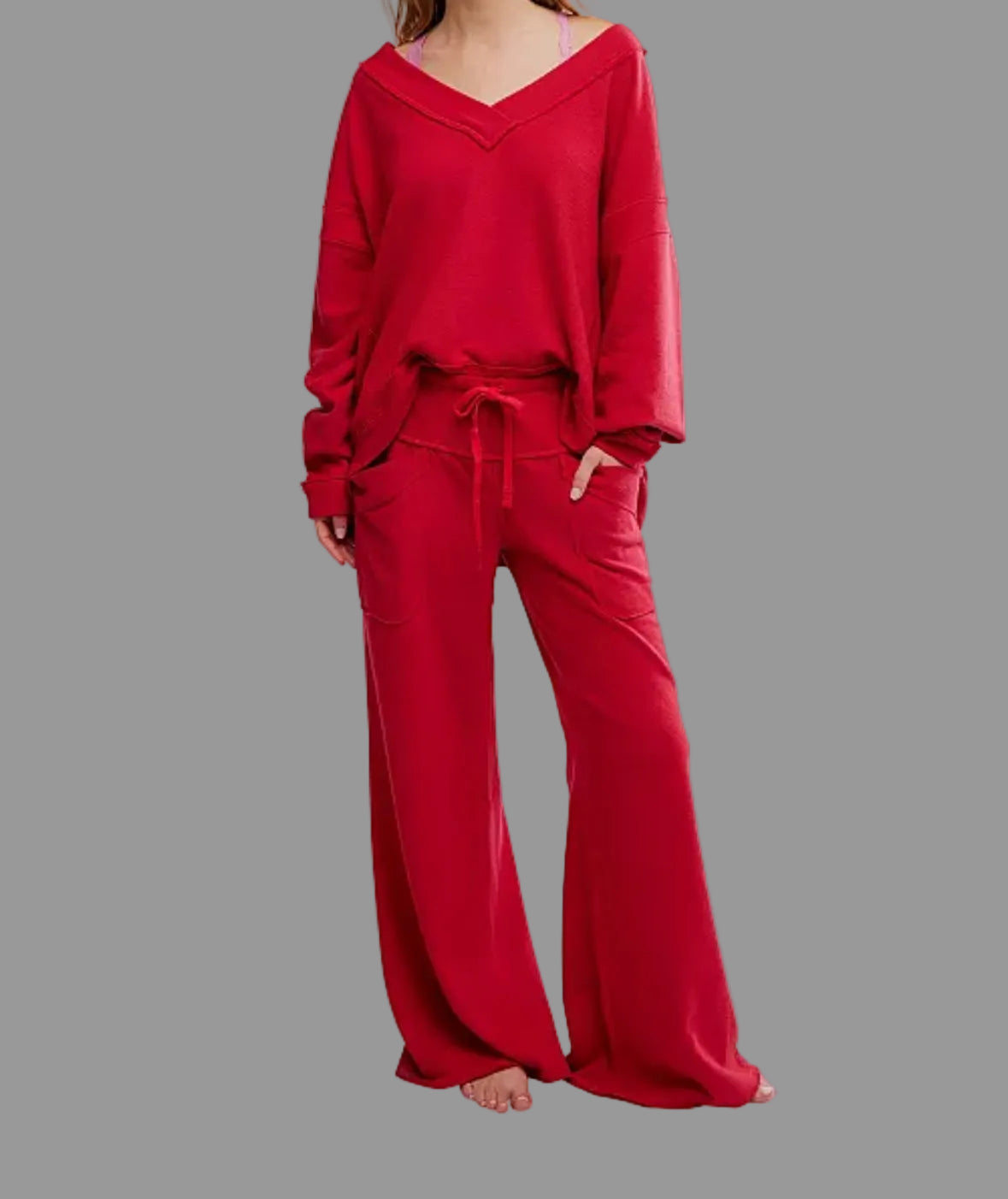 Staycation Lounge  Pant in Deep Cherry