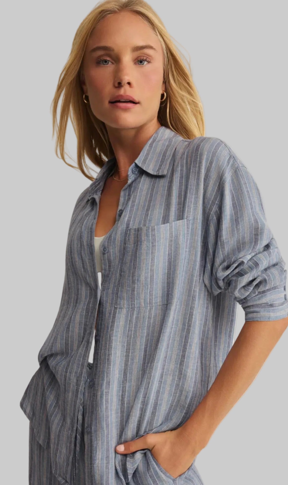 Perfina Button Up in Indigo