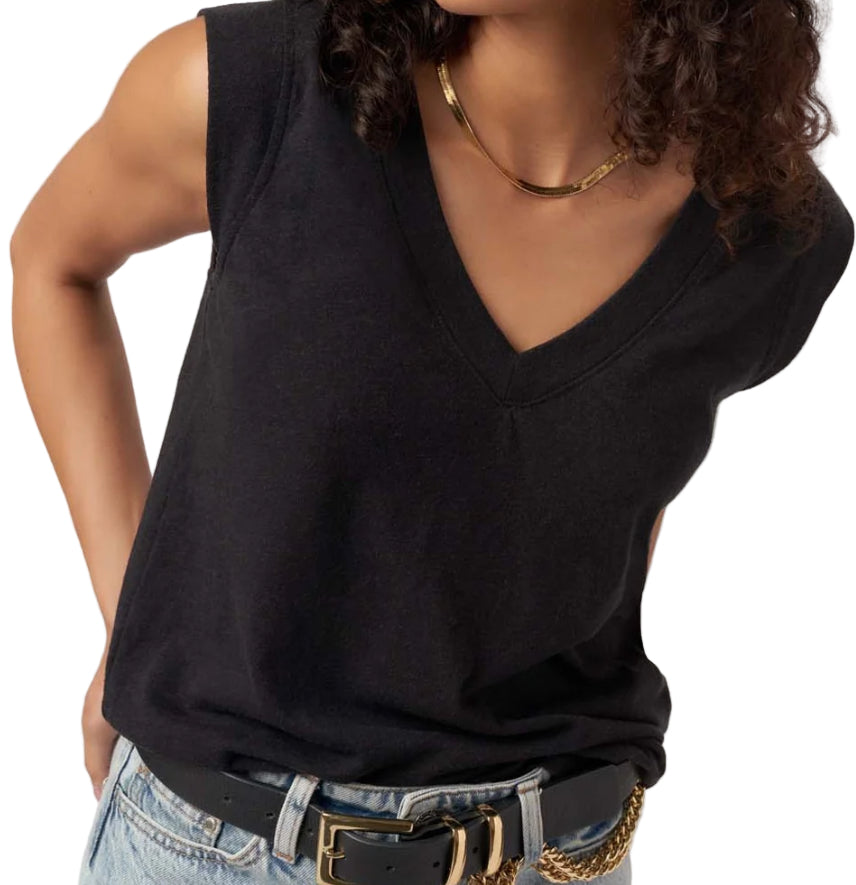 Rula V-Neck Tank in Black
