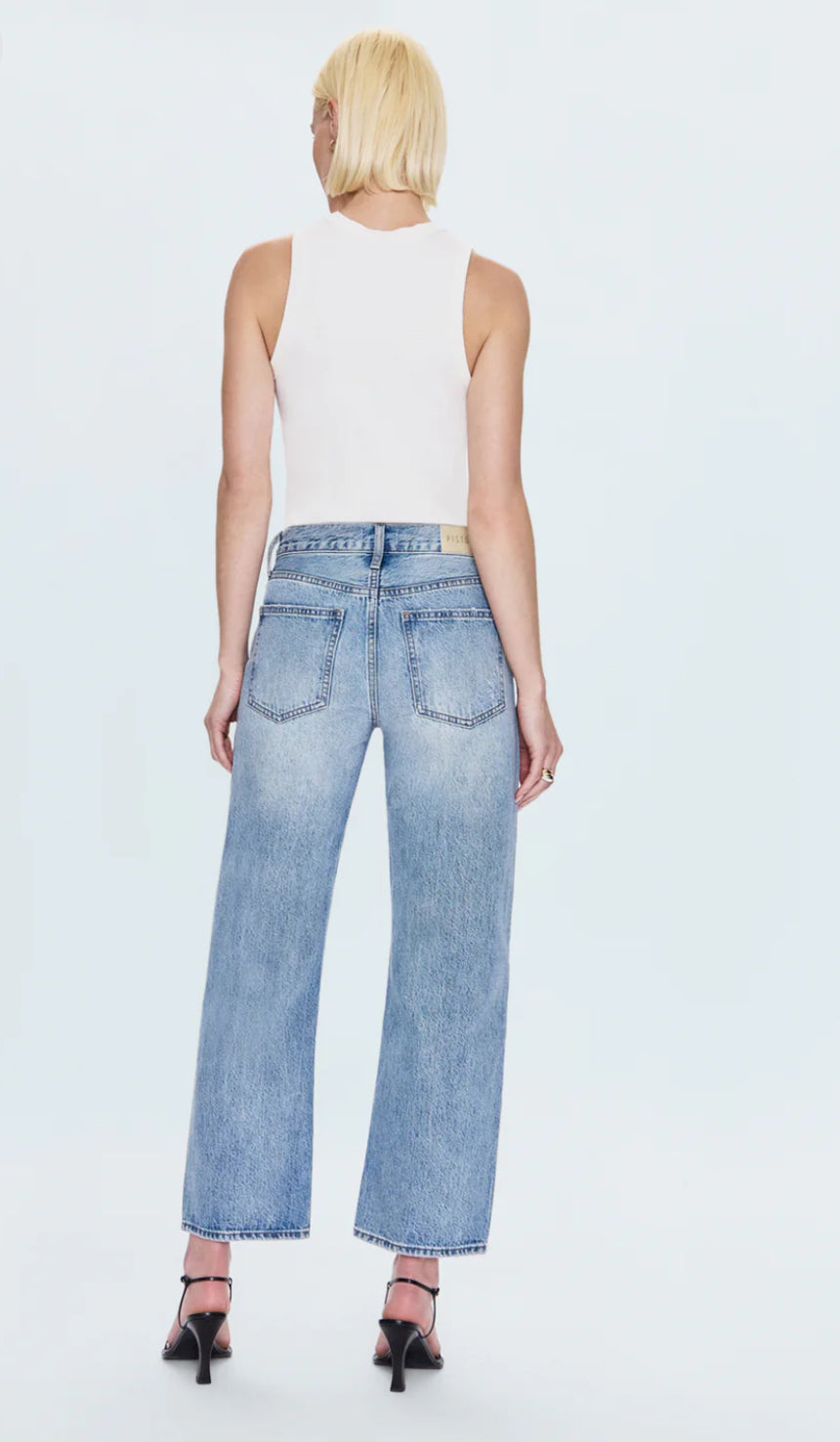 Lexi Mid Rise Bowed Straight Jean in Bowie