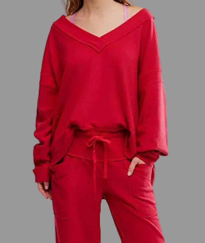 Staycation Pullover in Deep Cherry