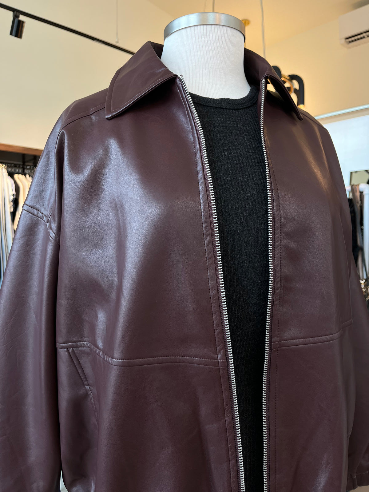 Sydney Plum Wine Leather Jacket