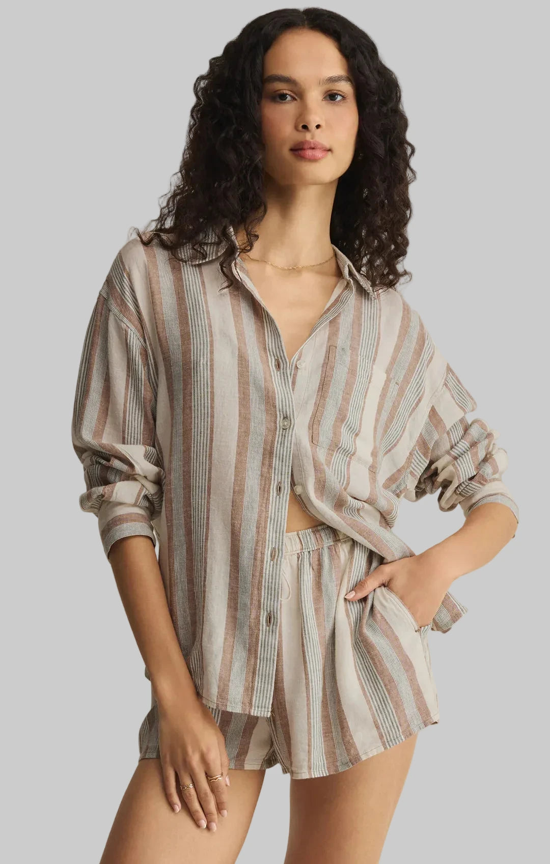 Island coconut button-down