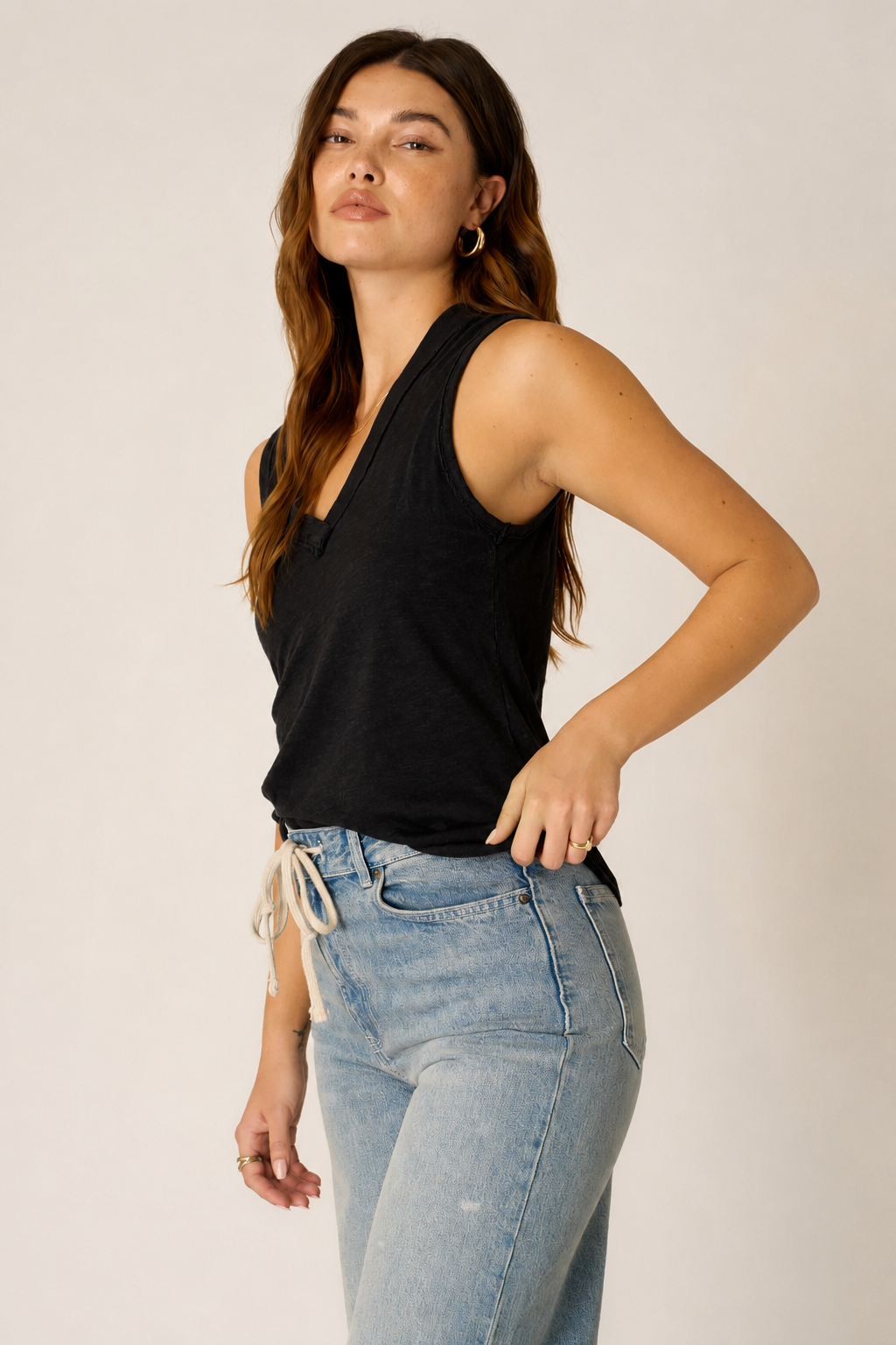 Slub V-Neck Tank