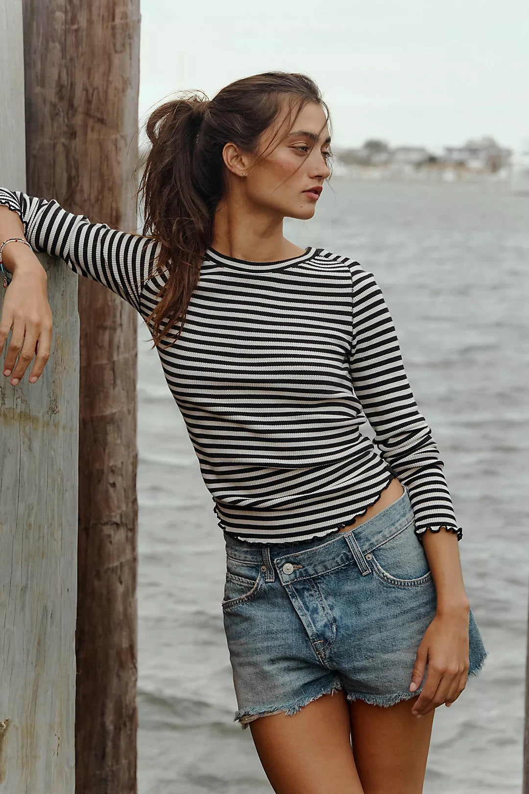 Easy Does It Striped Tee in Black & White Combo