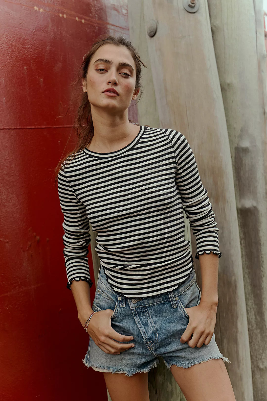 Easy Does It Striped Tee in Black & White Combo