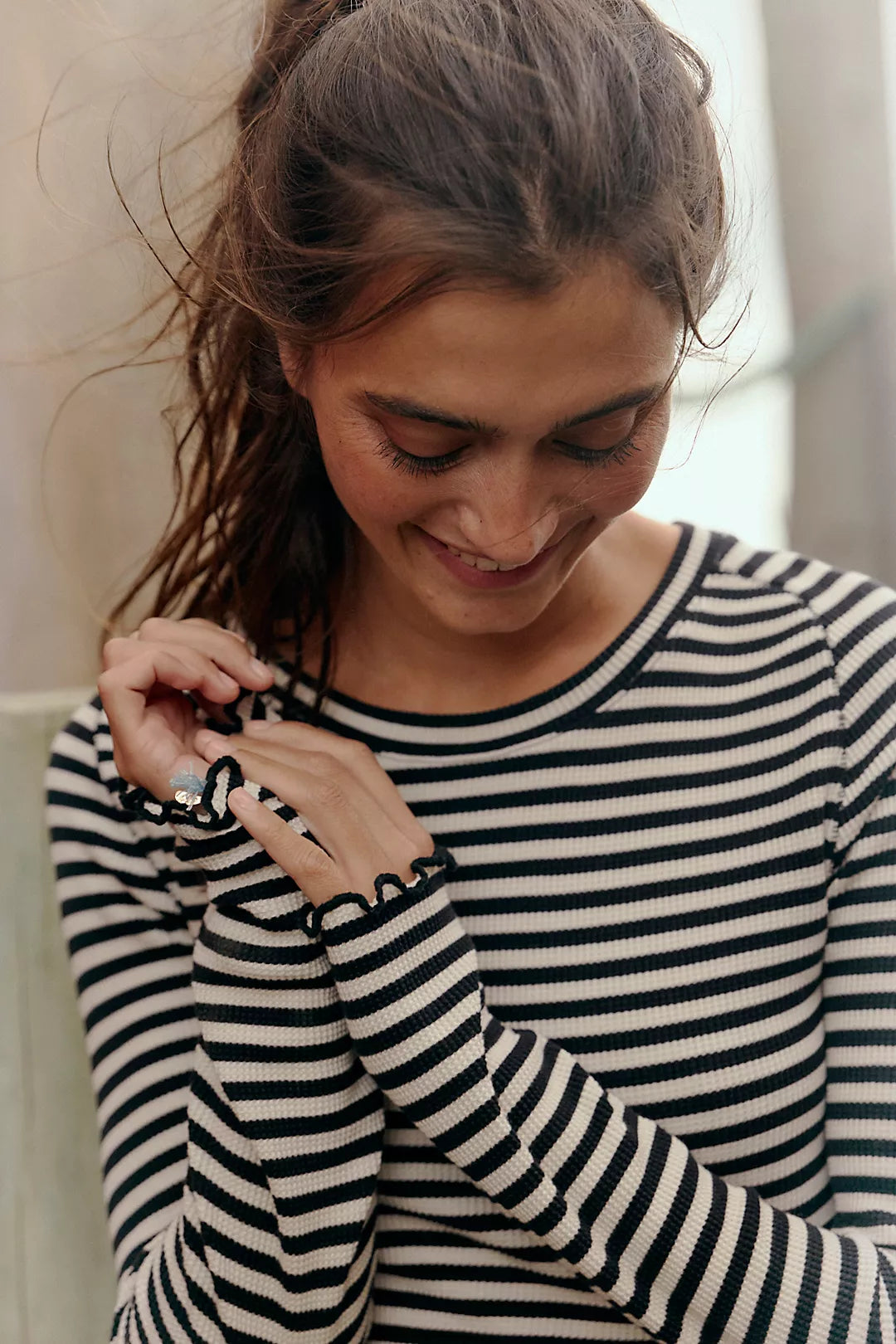 Easy Does It Striped Tee in Black & White Combo