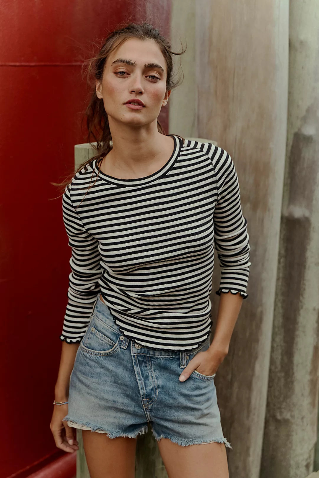 Easy Does It Striped Tee in Black & White Combo