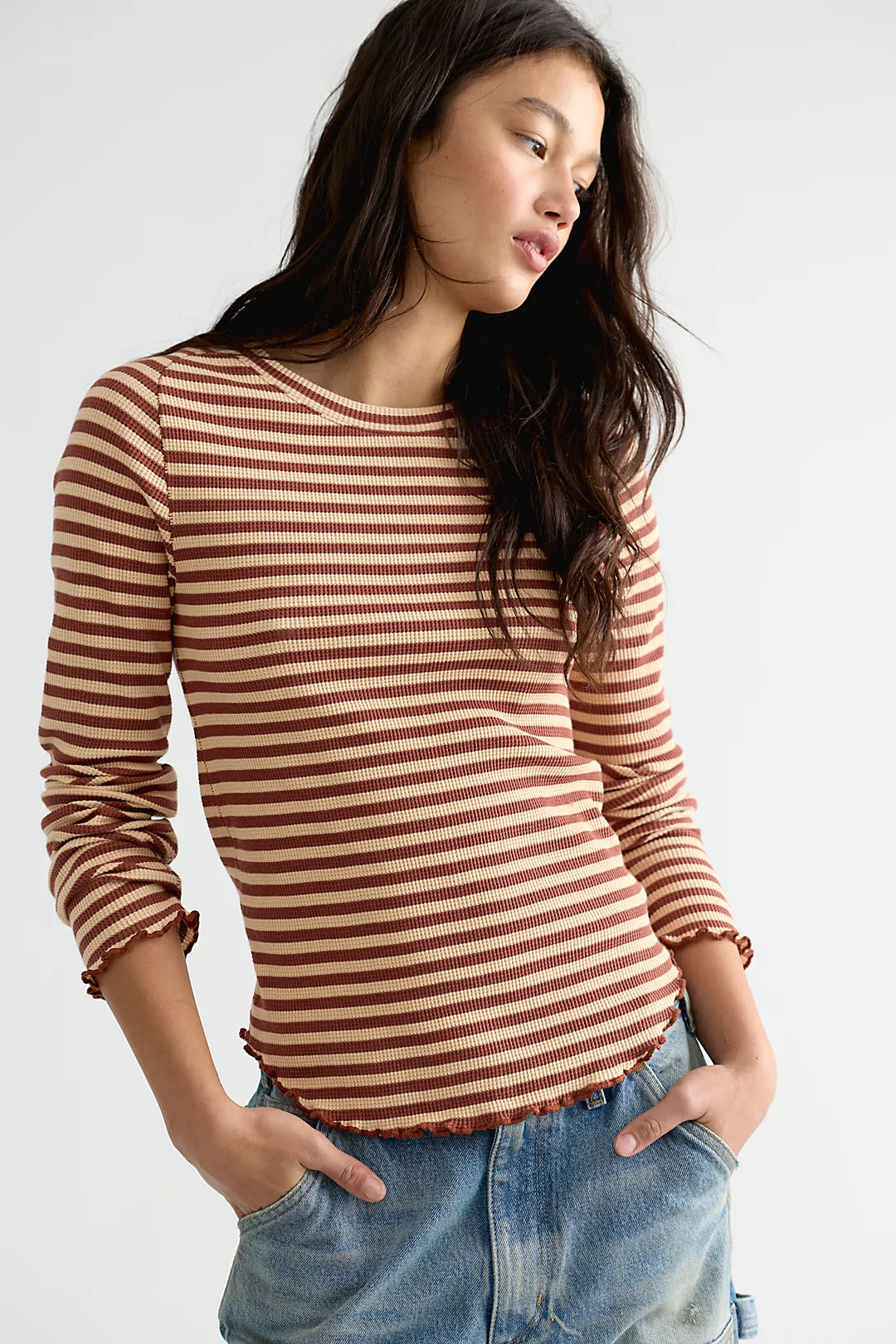 Easy Does It Striped Tee in Brown Combo
