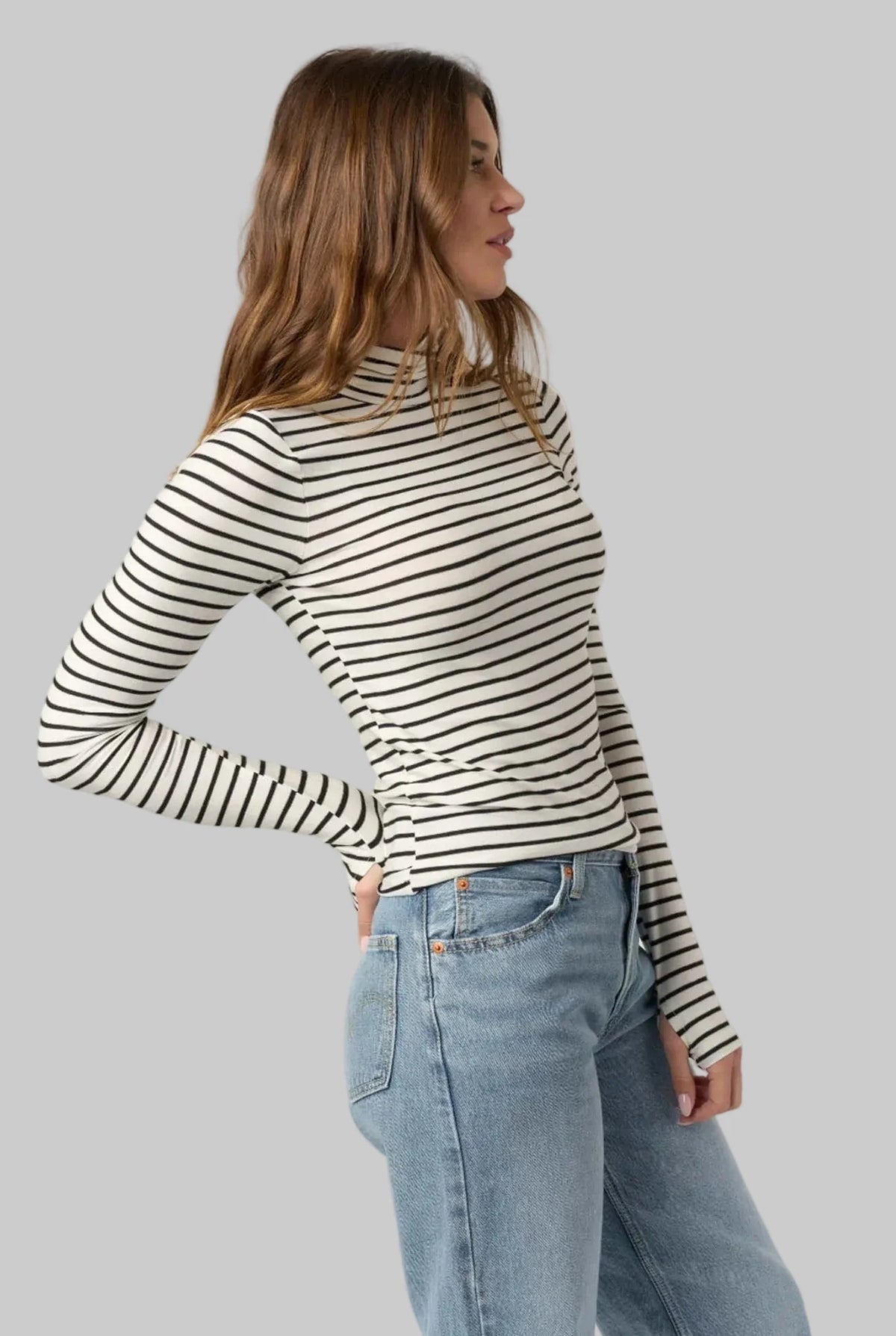 Lipson Striped Long Sleeve Turtleneck