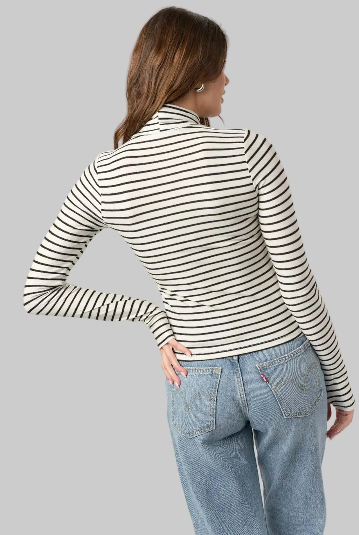 Lipson Striped Long Sleeve Turtleneck