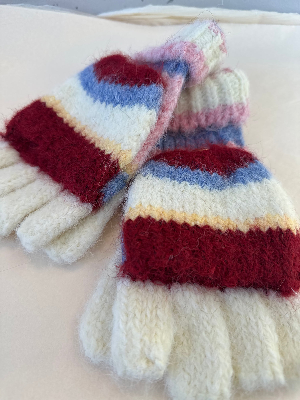 Super Stripe Gloves in Ivory Combo