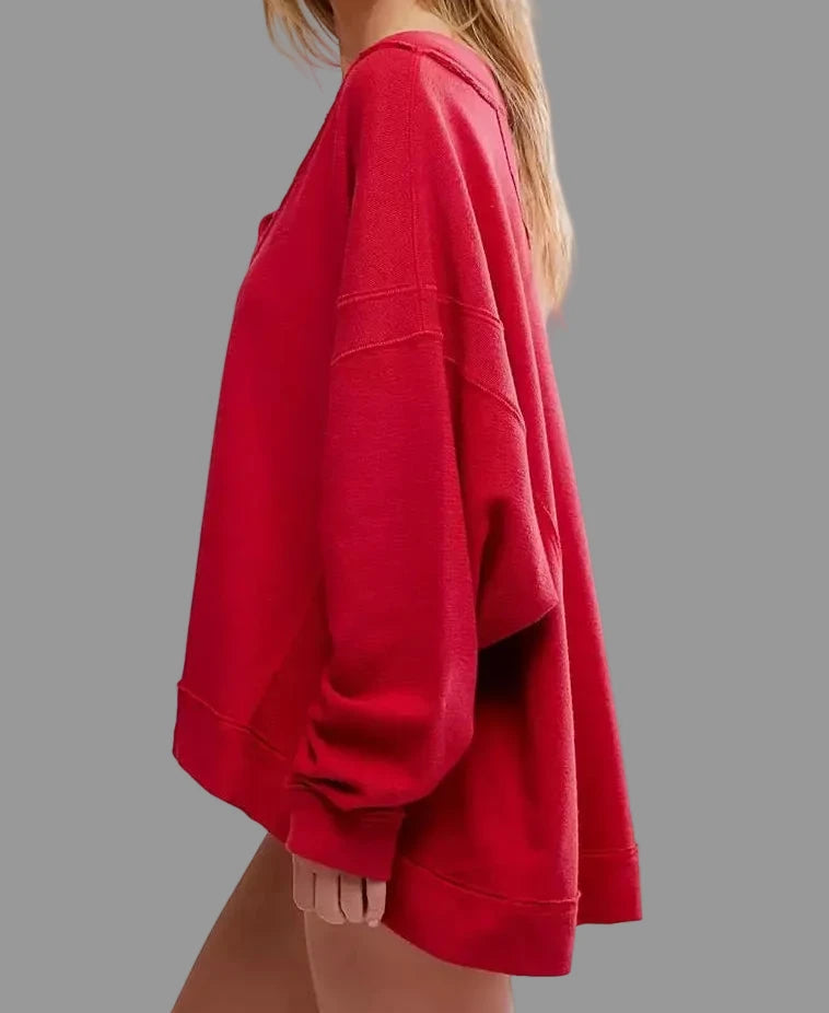 Staycation Pullover in Deep Cherry