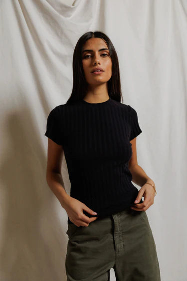 Suri Poorboy Rib Cap Sleeve