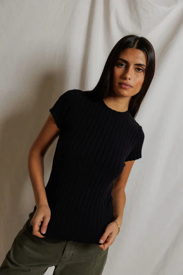 Suri Poorboy Rib Cap Sleeve