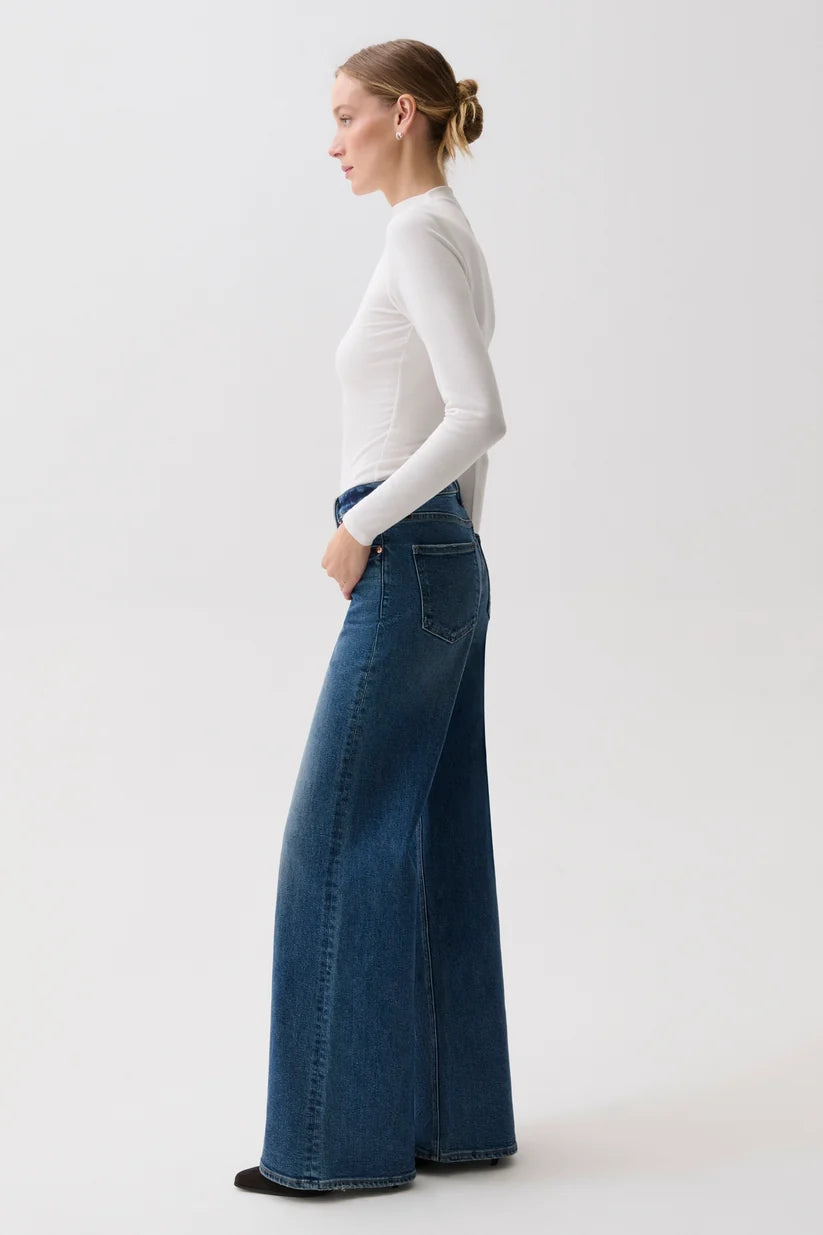 Vivian Mid Rise Wide Leg Blue Depths