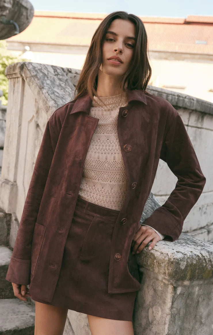 Decker Suede Chore Jacket - Dark Chocolate