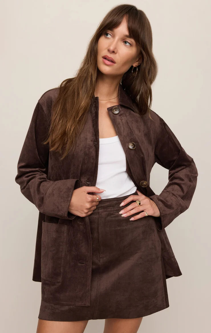 Decker Suede Chore Jacket - Dark Chocolate