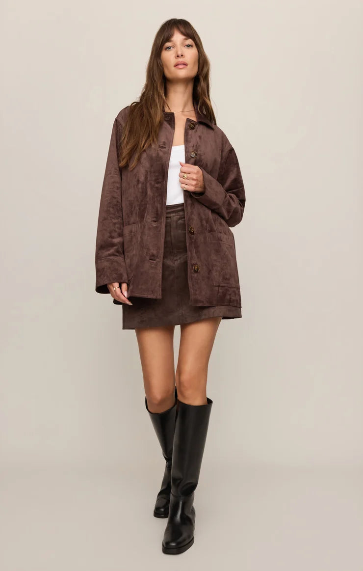 Decker Suede Chore Jacket - Dark Chocolate