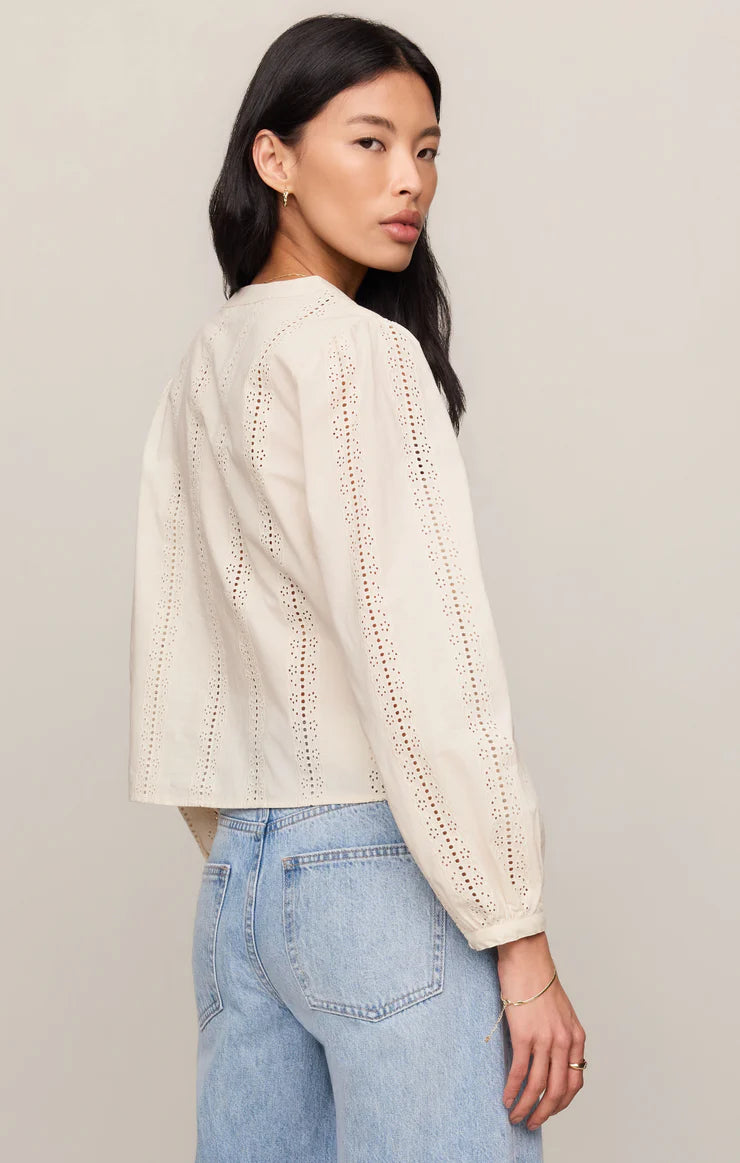 Louella Button Up Top in Cloud