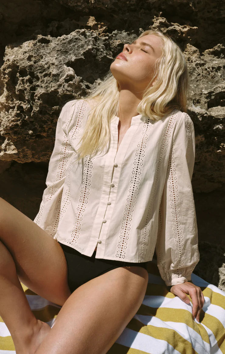 Louella Button Up Top in Cloud