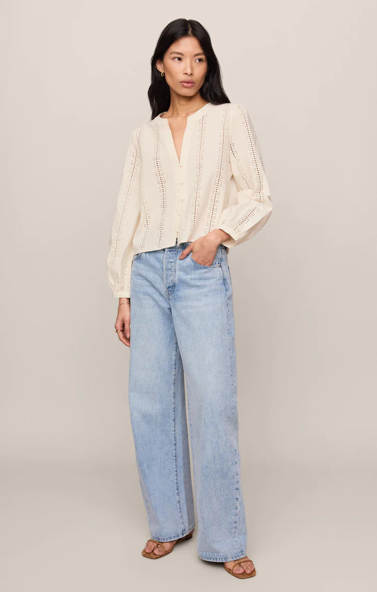 Louella Button Up Top in Cloud