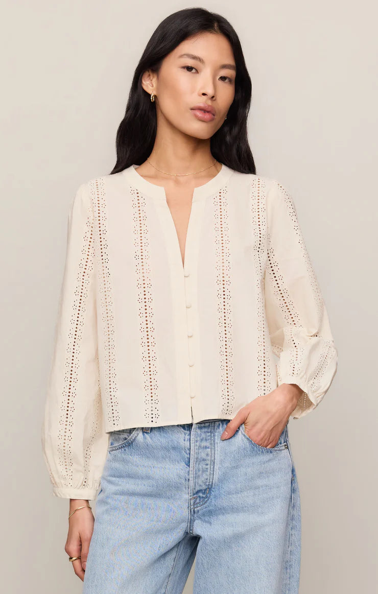 Louella Button Up Top in Cloud