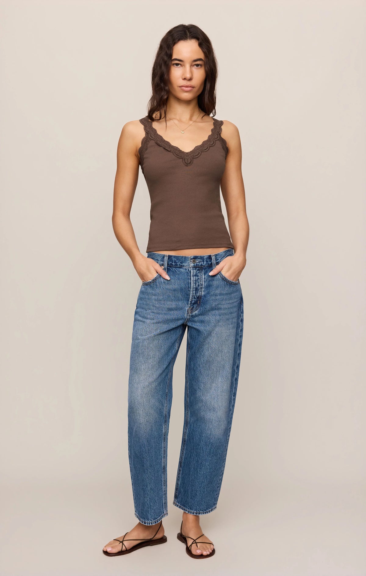 Eve Lace Tank in Cocoa Latte